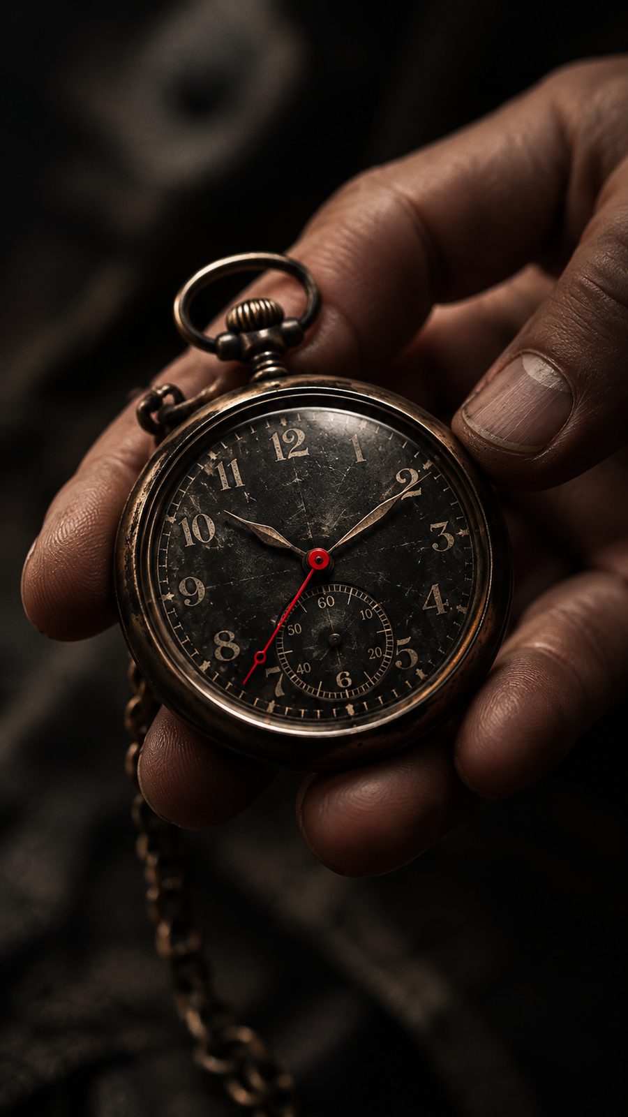 A pocket watch held in an open hand